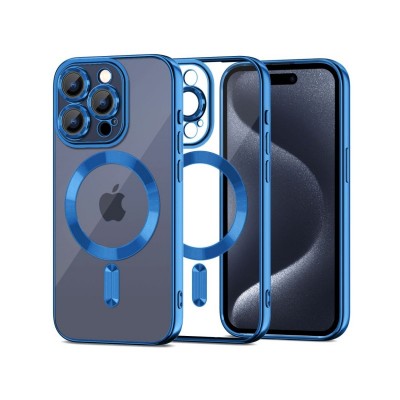 Husa iPhone 15 Pro Max, Tech Protect, Magshine Magsafe, Transparenta Navy Blue